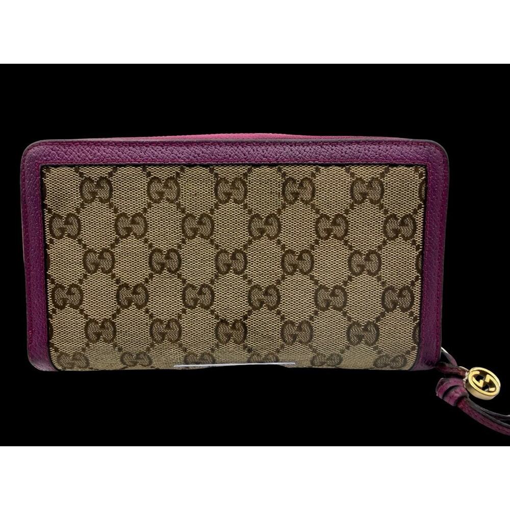 GUCCI GG Supreme Canvas Zip-Around Women's Wallet – Pink Leather Trim | COA
